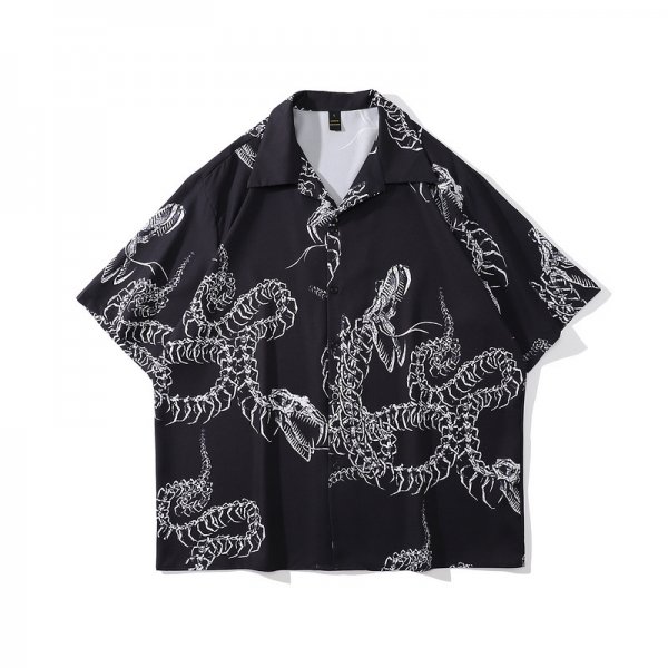 Full Printed Short Sleeve Men And Women Loose Casual Shirt