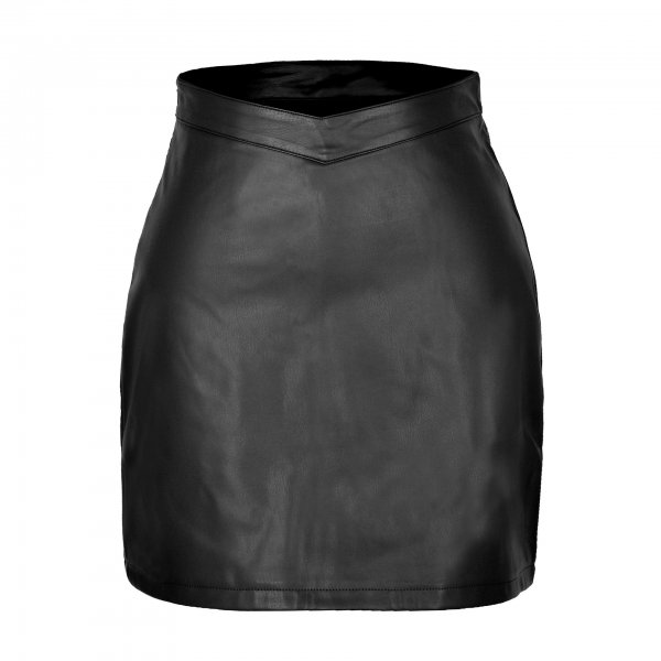 Women's PU Leather Skirt Fashion V Waist Exposed Navel