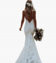 Women's Simple Slim Fit Backless Fishtail Strap Wedding Dress