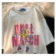 White Large Cartoon T-shirt Women's Cotton Short Sleeve